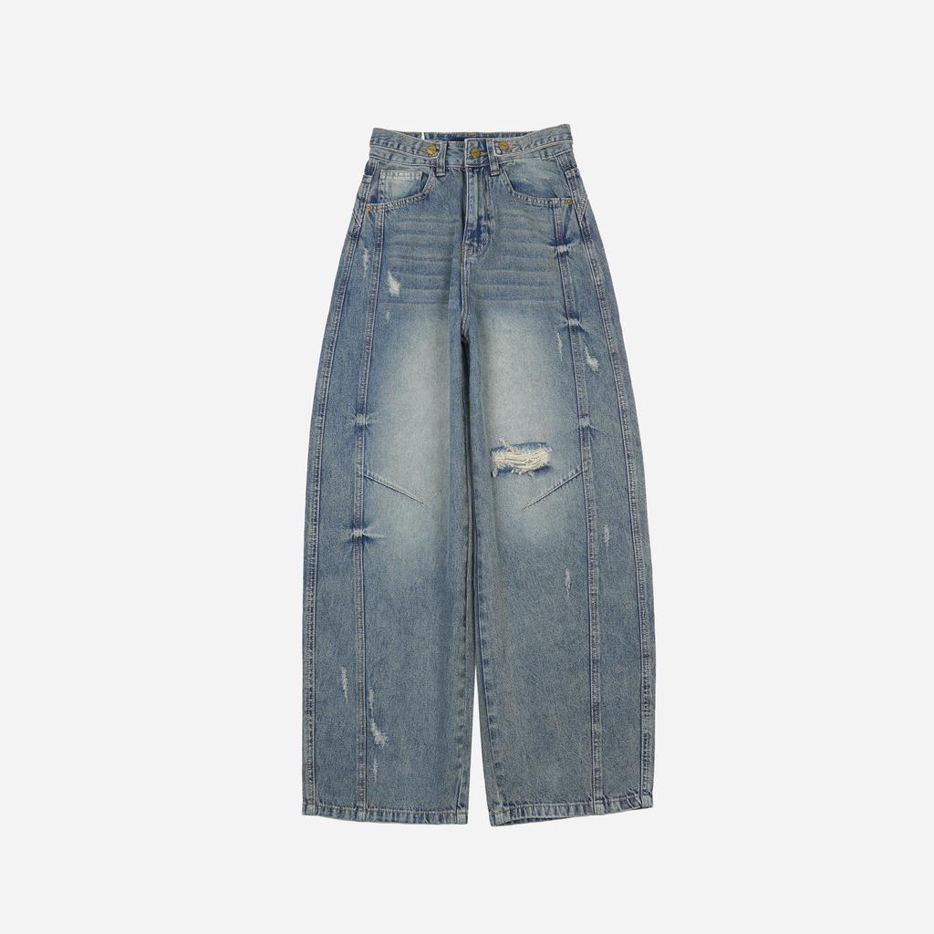 PROMO - Elaris Jeans - Barrel Jeans Triple Trouble Regular | Celana Jeans Wanita Highwaist Distresse