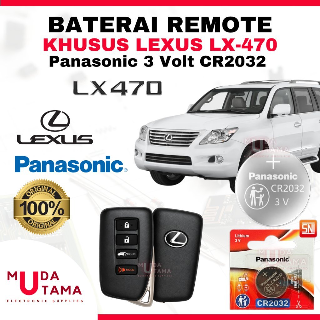 Baterai Remote Mobil LEXUS LX470 - ORIGINAL PANASONIC CR2032 3 Volt | Battery Remote LEXUS LX470 CR2