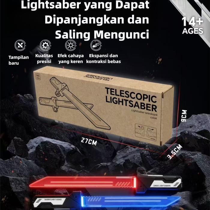 New MUT Pedang Keren Bercahaya Dua Bilah untuk Anak/Pedang Retractable Dua Bilah/Hadiah Anak/Mainan 