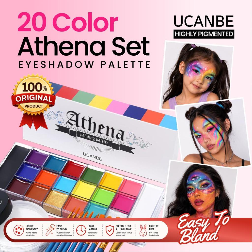 UCANBE Original Athena Face & Body Painting Oil Palette 20 Warna Cat Wajah dan Tubuh Makeup Art