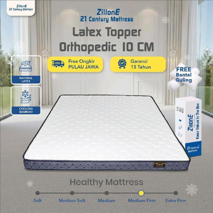 Zillone Latex Topper Orthopedic Mattress 10cm Medium Firm – Topper Kasur Latex Superior | 90x200–200