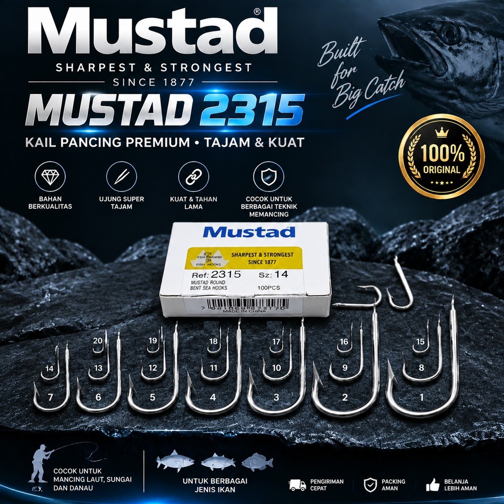 MATA KAIL MUSTAD 2315 TANPA LUBANG | MUSTAD KOTAK