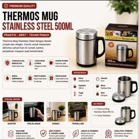 Termos Mug Stainless 500ml / Gelas Vacuum Cup / Mug Termos 500ml