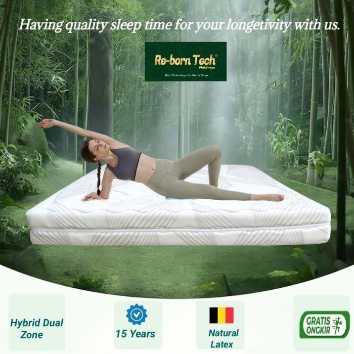 PROMORe-born Tech Kasur Matras Latex Bed 180x200 Hybrid Dual Zone Anti Alergi - 20 cm READY