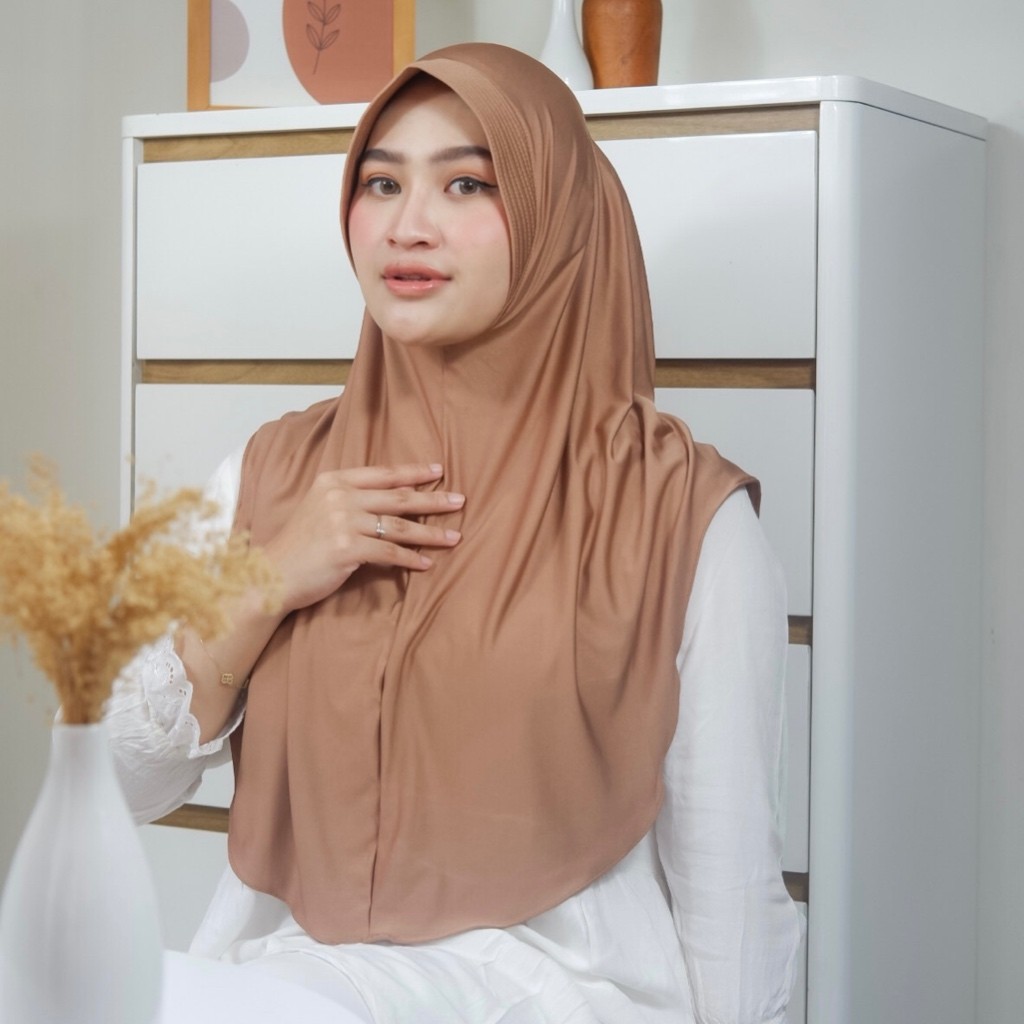 hijab dea- Hijab Bergo Instan Sport Hamidah JERSEY Size XL Panjang Menutup Dada