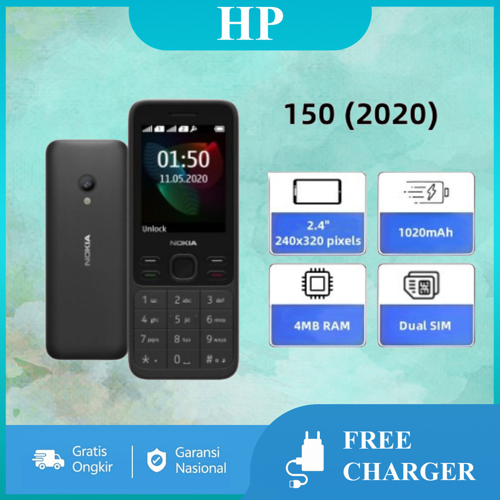 HP Murah Nokia 150 (2020) terbaru -  dengan Fitur SMS dan Radio FM Handphone Cuci Gudang