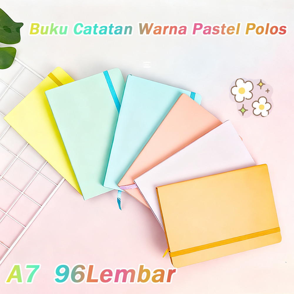 Buku Catatan A7 Warna Pastel - Desain Minimalis, Tebal & Bergaris Untuk Catatan Harian