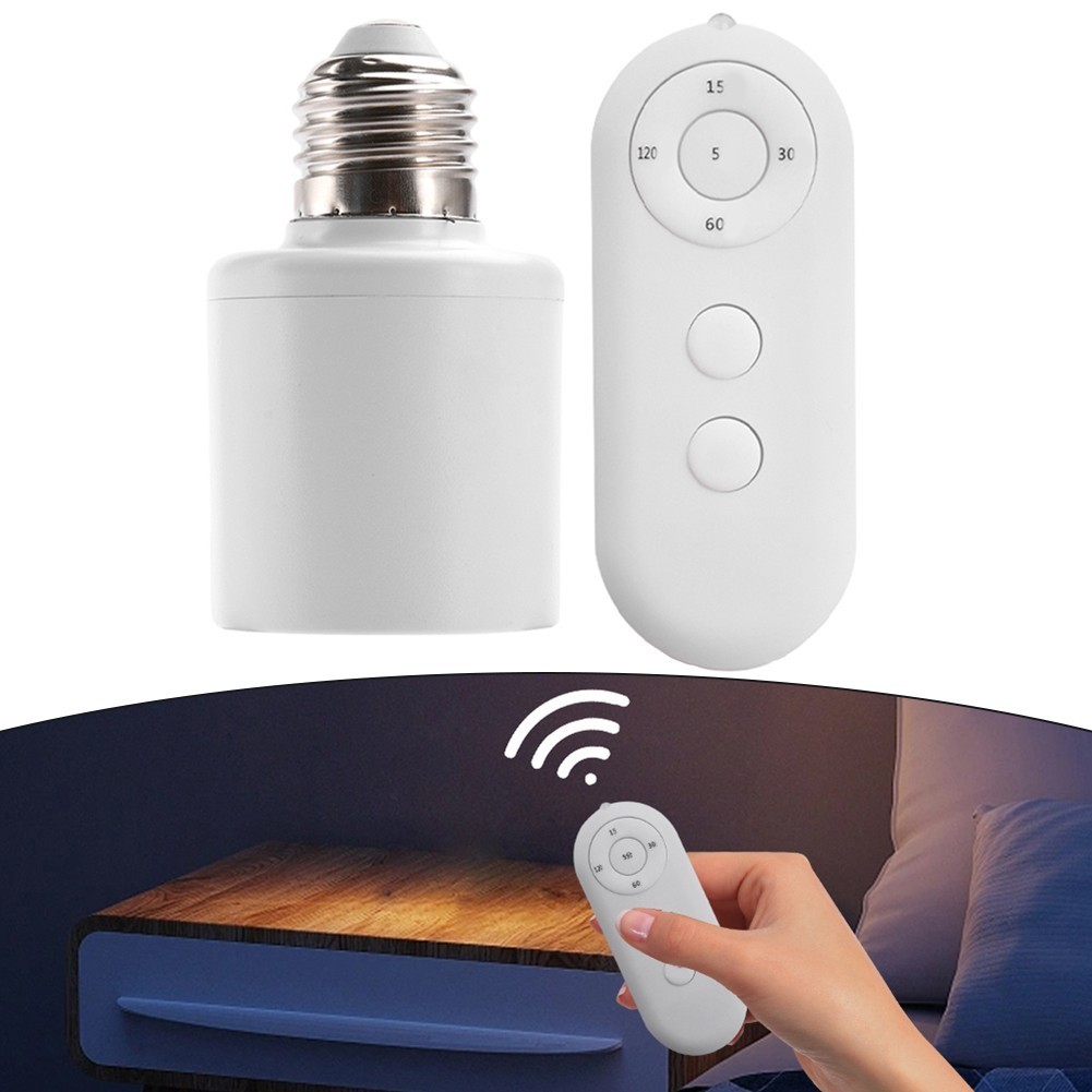 Fitting Lampu Remote Timer Otomatis Fiting Lampu Remot Timer - Fitting Remot Wireless E27 220V Socke