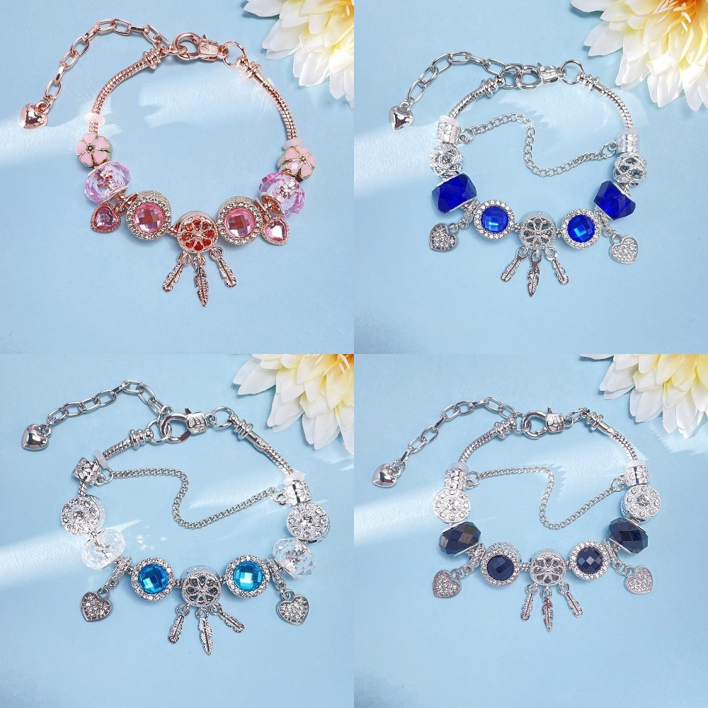 Gelang Manik-manik lubang besar DIY dream catcher beaded bracelet