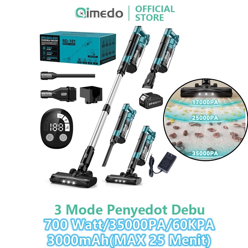 ElektroPay QIMEDO Vacuum Cleaner Cordless 35000PA Penyedot Debu Portable  700 Watt Multifungsi Mobil