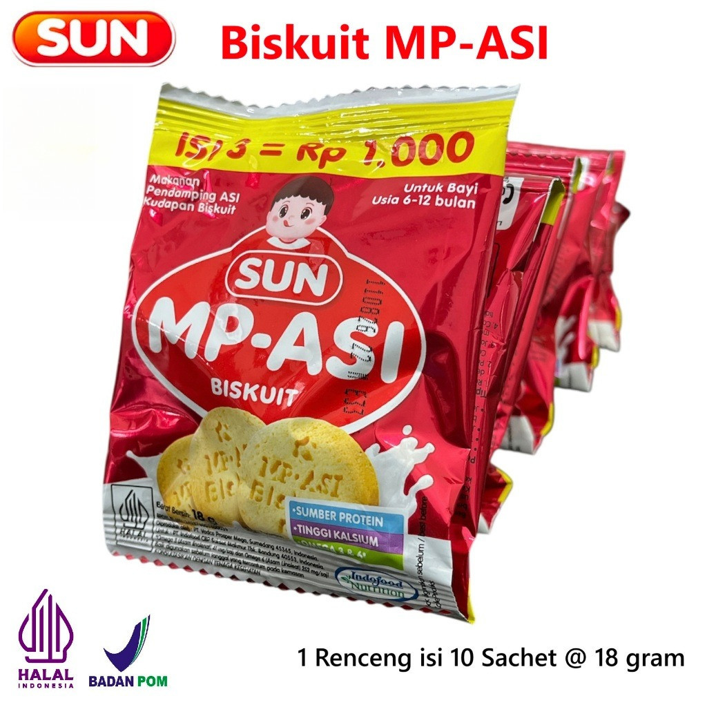 SUN Biskuit MPASI Bayi Renceng Isi 10 Sachet 18g Cemilan Sehat Tinggi Nutrisi