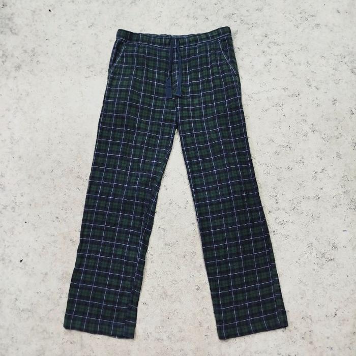 celana panjang pria UNIQLO celana kolor pinggang karet motif tartan casual pants murah bagus
