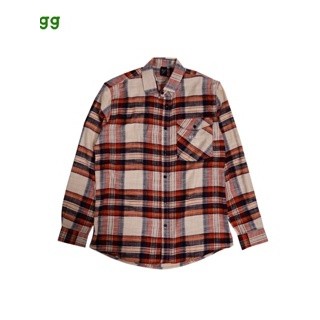 GIGG - Flannel Long Sleeved Shirt - Orange - Kemeja Flanel Lengan panjang Unisex - atasan Pria
