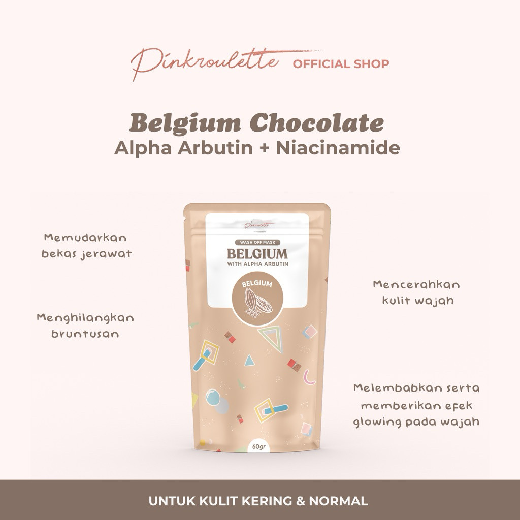 Masker Belgium Chocolate by PinkRoulette | Masker Wajah Organic Mencerahkan & Glowing Booster