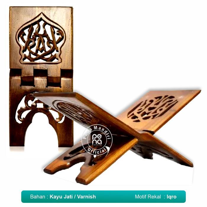Rekal Alquran Model Ukir Jepara Bahan Kayu Jati - Rehal Al Quran Meja Alquran Ngaji Hadiah - Jumbo 2