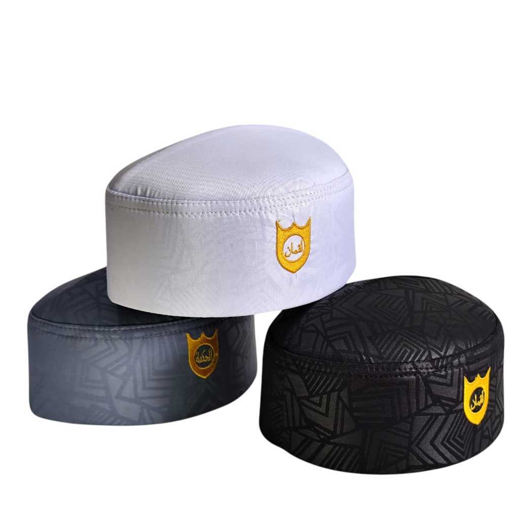 [TERLARIS] NEW Peci Songkok Kopiah Terompah Malaysia Motif Embos Varian Warna Bordir Logo Tinggi 10 