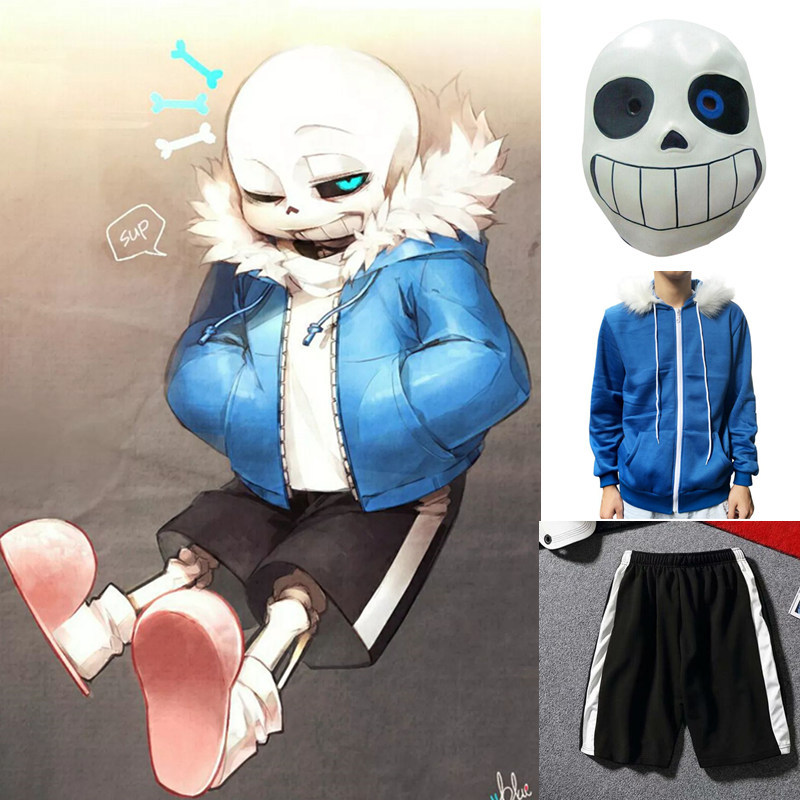 Sans Undertale Cosplay Hooes Shorts FRESH SKELETON Jacket sans Velvet hooded zipper Sweater Shorts H