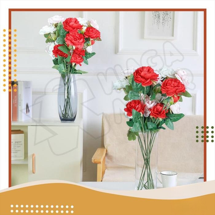 NA Artificial Rose Flower / Tanaman Hias Plastik Dekorasi Bunga Mawar Palsu Tangkai Panjang / Artifi