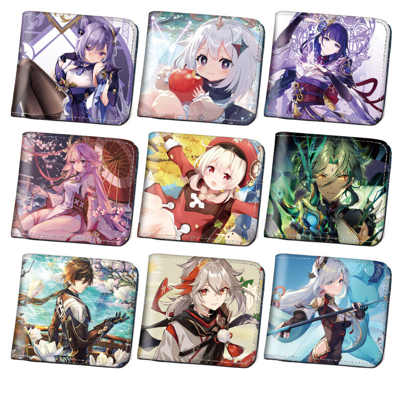 Anime Purse Game Genshin Impact Cosplay Wallet Cartoon Pattern Clut Hutao Kazuha Zhongli Scaramoue C