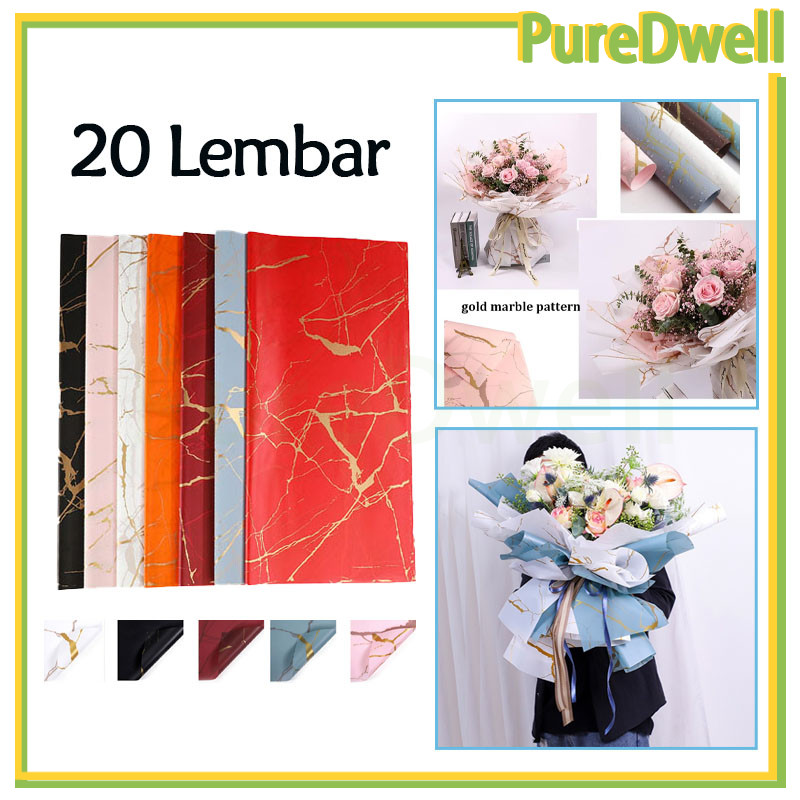 20 lembar kertas wrap motif marble /kertas buket bunga warna marble/wrapping paper motif marble/