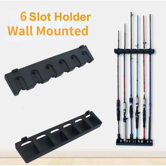TAFFSPORT Rak Holder Joran Pancing Wall Mount Fishing Rod 6 Slot Lemari Dinding tegek tegeg - R5