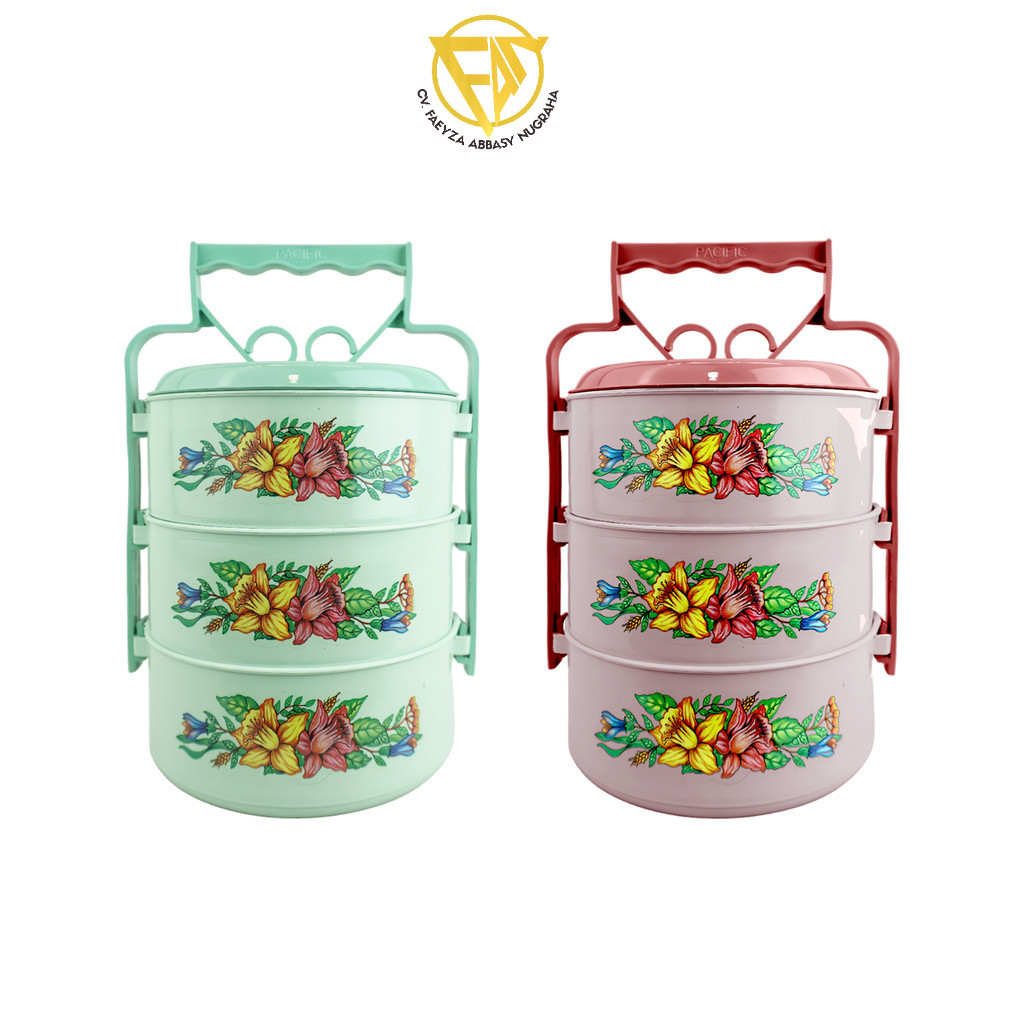 PACIFIC Rantang Bulat Plastik Food Grade 3 Susun Polypropylene Lunch Box Bulat