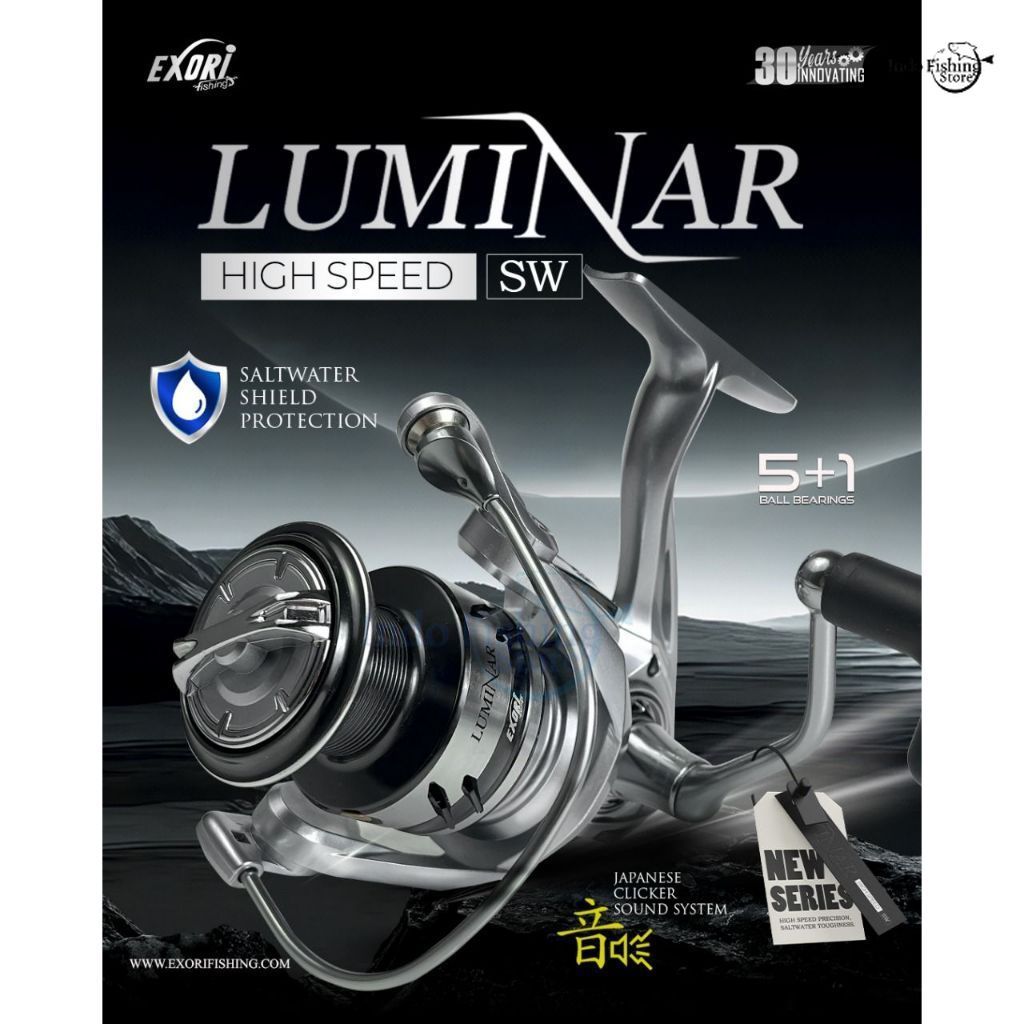Reel Pancing Spinning EXORI Luminar HS High Speed Salt Water Screw In Power Handle Loud Clicker Soun