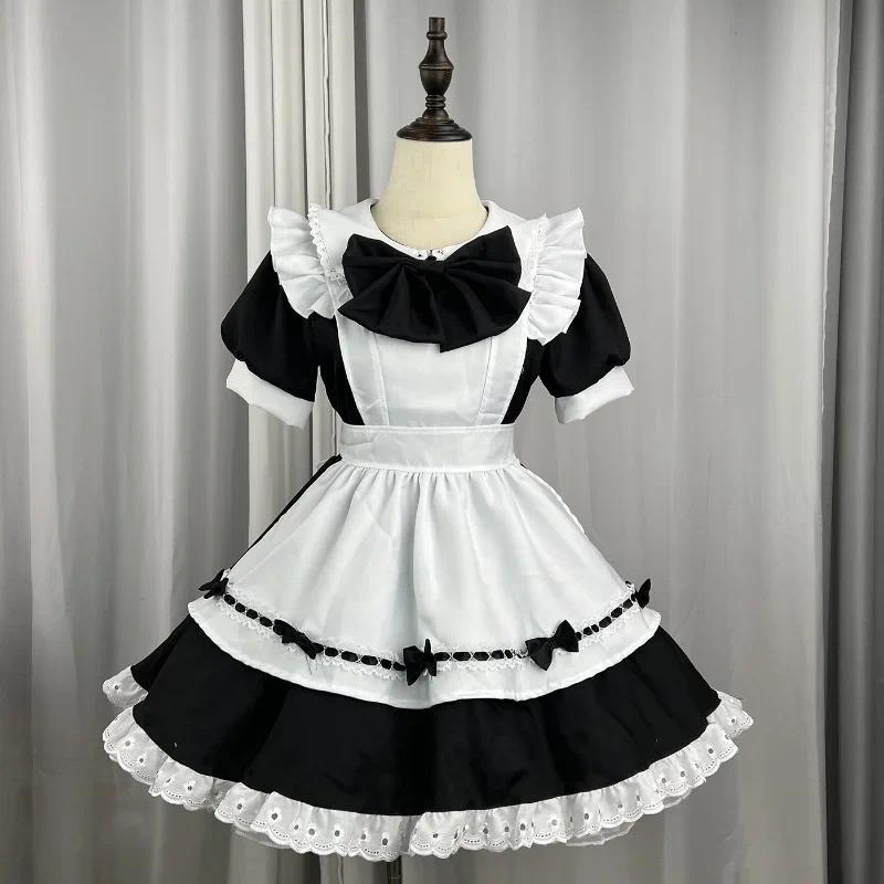 Japanese Soft Girl Maid Cosplay Costume Women Plus Size Gothic Lolita Princess Pink Dress Sweet Bow 