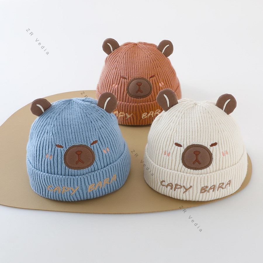 Kupluk Capybara uk Bayi - 5 Tahun / Baby Boy Girl Topi Import Anak Laki Laki Perempuan Rajut Premium