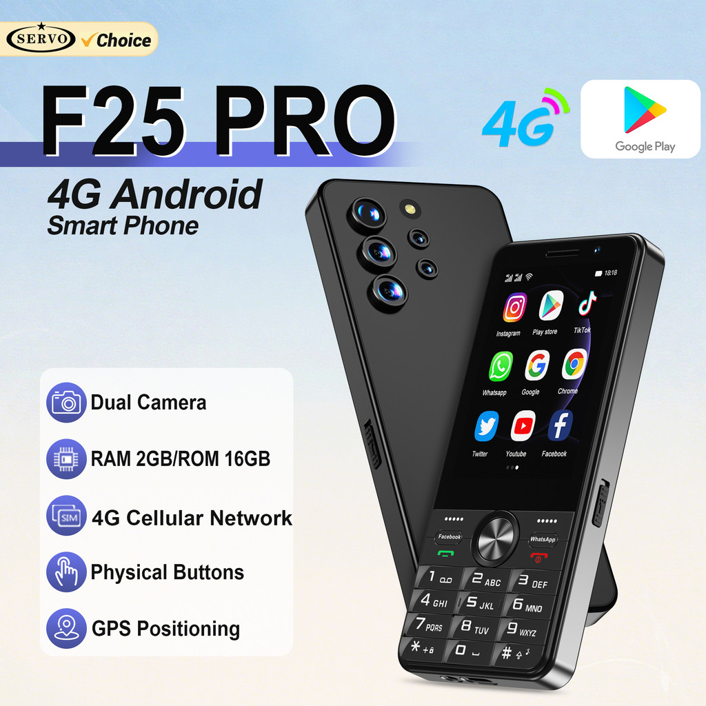 SERVO F25 PRO Tou Screen Smartphone Android System 4G LTE 2GB+16GB Play Store GPS FM Rao Button Smar