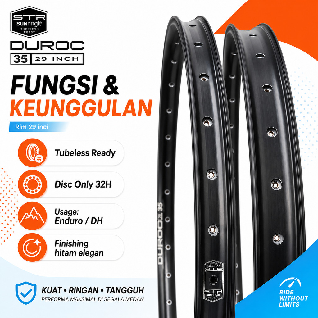 Sun Ringle Rims Velg 29 Inch 29er Duroc 35 Alloy Sepeda DH AM Enduro Trail All Mountain Berkualitas