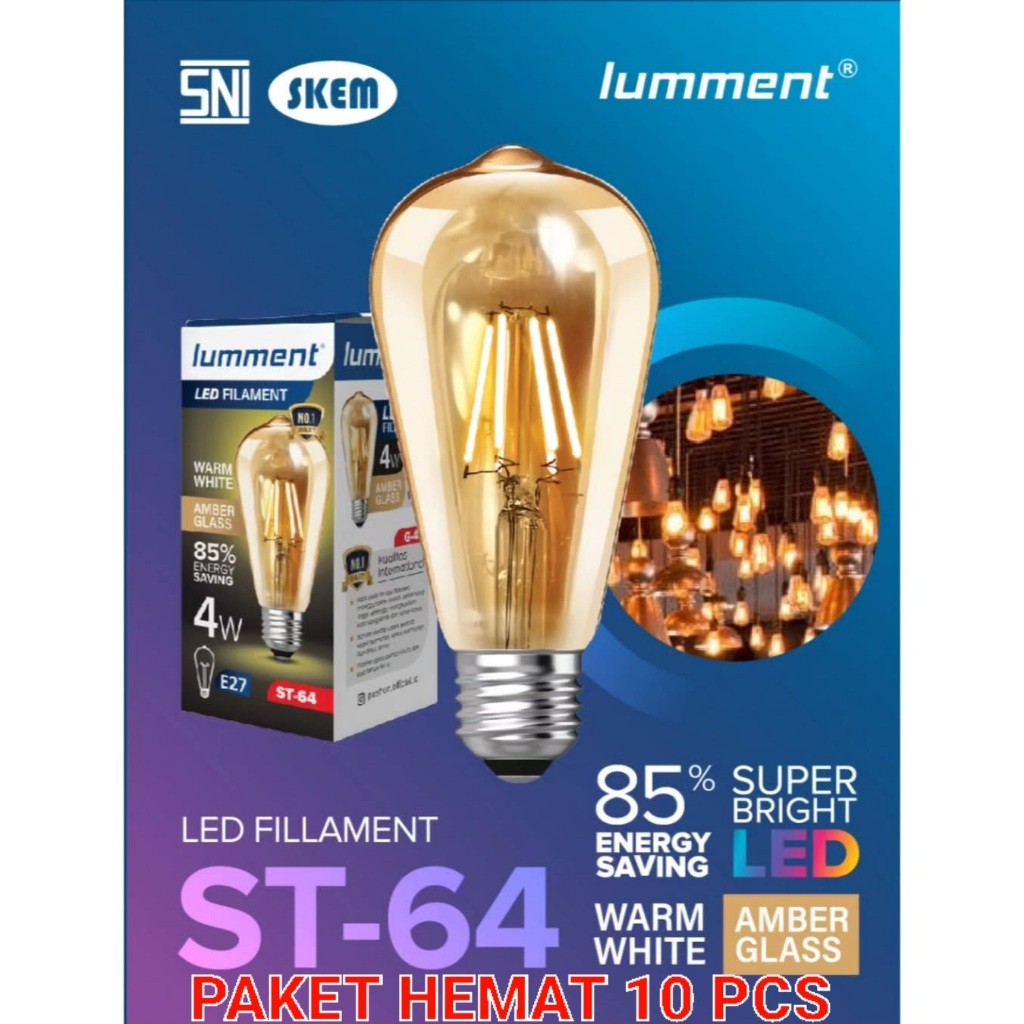 Paket Bundling 10 Pcs Lampu Filament LED ST-64 4 Watt / Lampu Filament Dekorasi Cafe LED Bulb 4 Watt