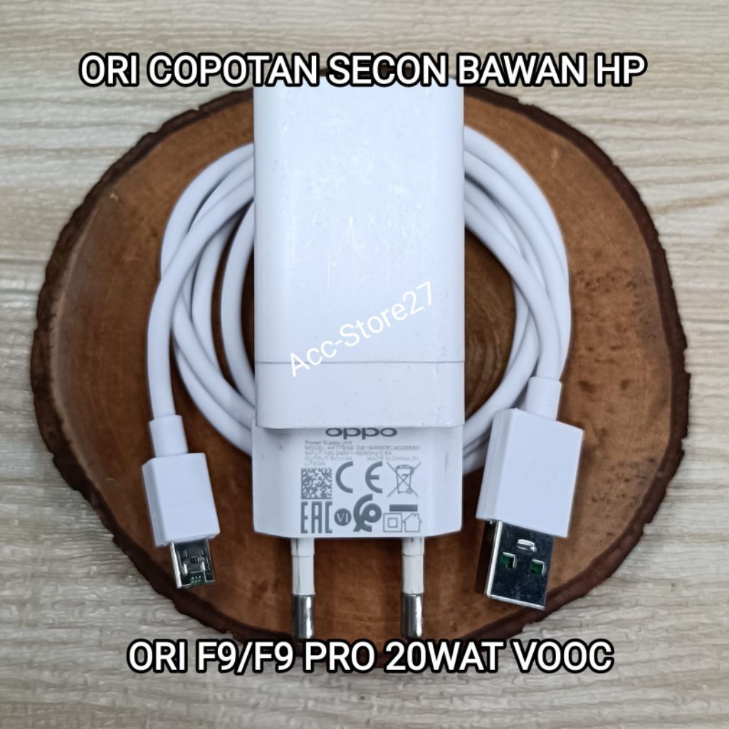 Charger ORI Copotan Opo 20Wat VOOC 4Amper  F9/F9 Pro/F/ F3 Plus Type Micro USB Second ORI