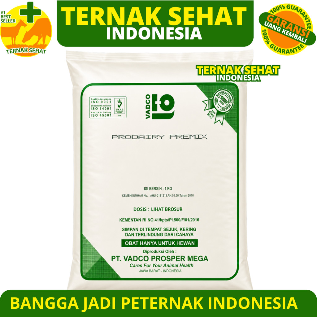 PRODAIRY PREMIX 1 KG VADCO - Premix Mineral & Multivitamin untuk Produktivitas Sapi Kambing Domba - 