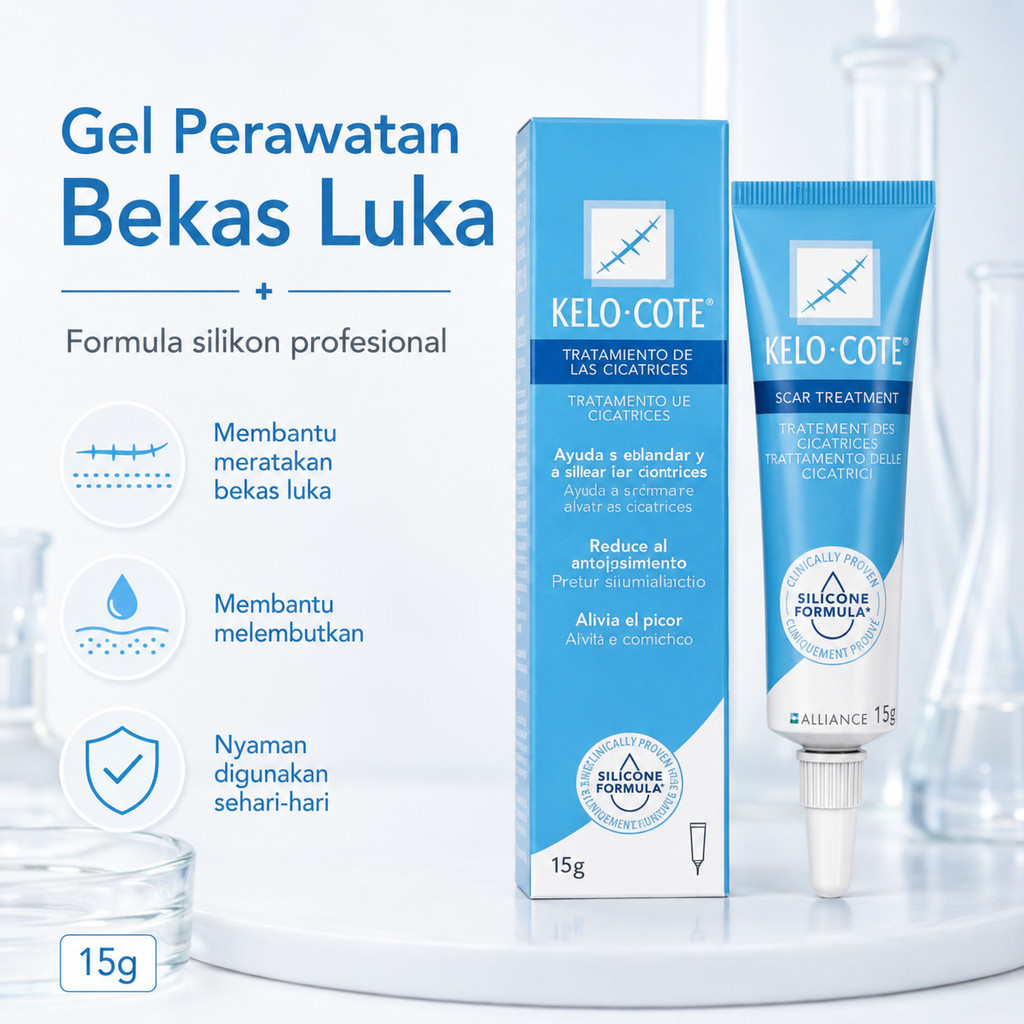 Kelo Cote Gel Bekas Luka 15g Silikon Medis untuk Keloid Bekas Bakar Caesar