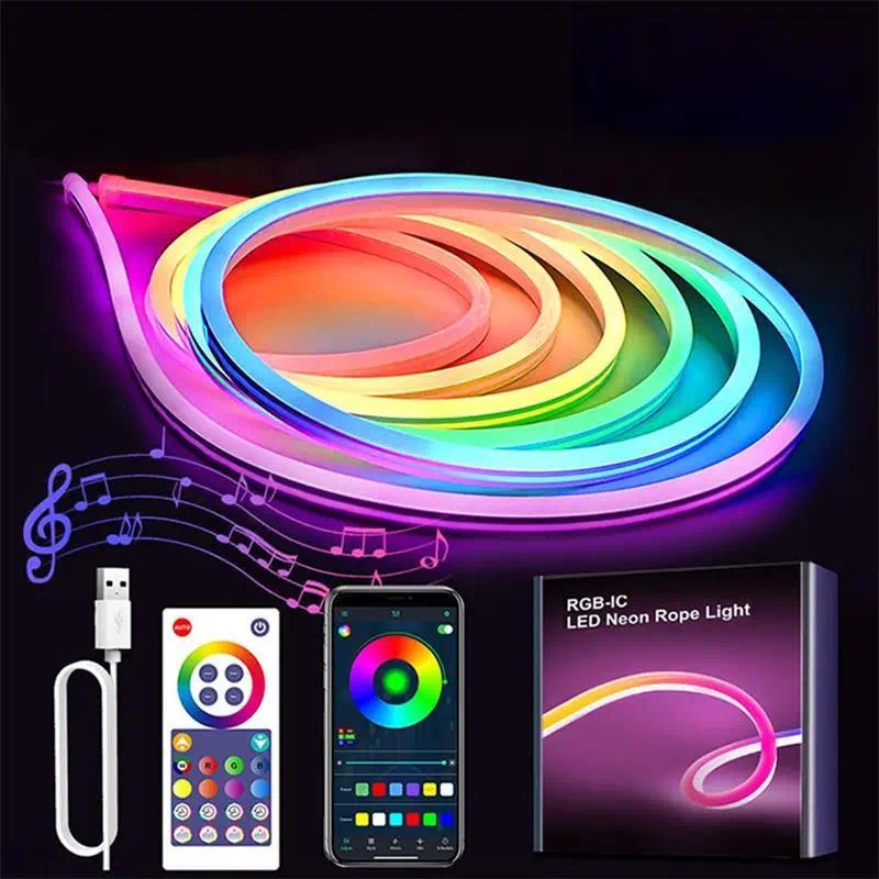 WiFi RGBIC LED Neon Rope Light String mmable With Music Sync Smart App Remote Control 16 Million Y C