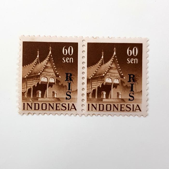 Prangko INDONESIA 1950. Cetak Tindih RIS 60 SEN. Pair