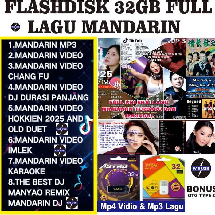 (Full Lagu Mandarin)  usb flashdisk 32GB sudah isi full lagu mandarin vidio dan mp3 lagu bisa cod bo