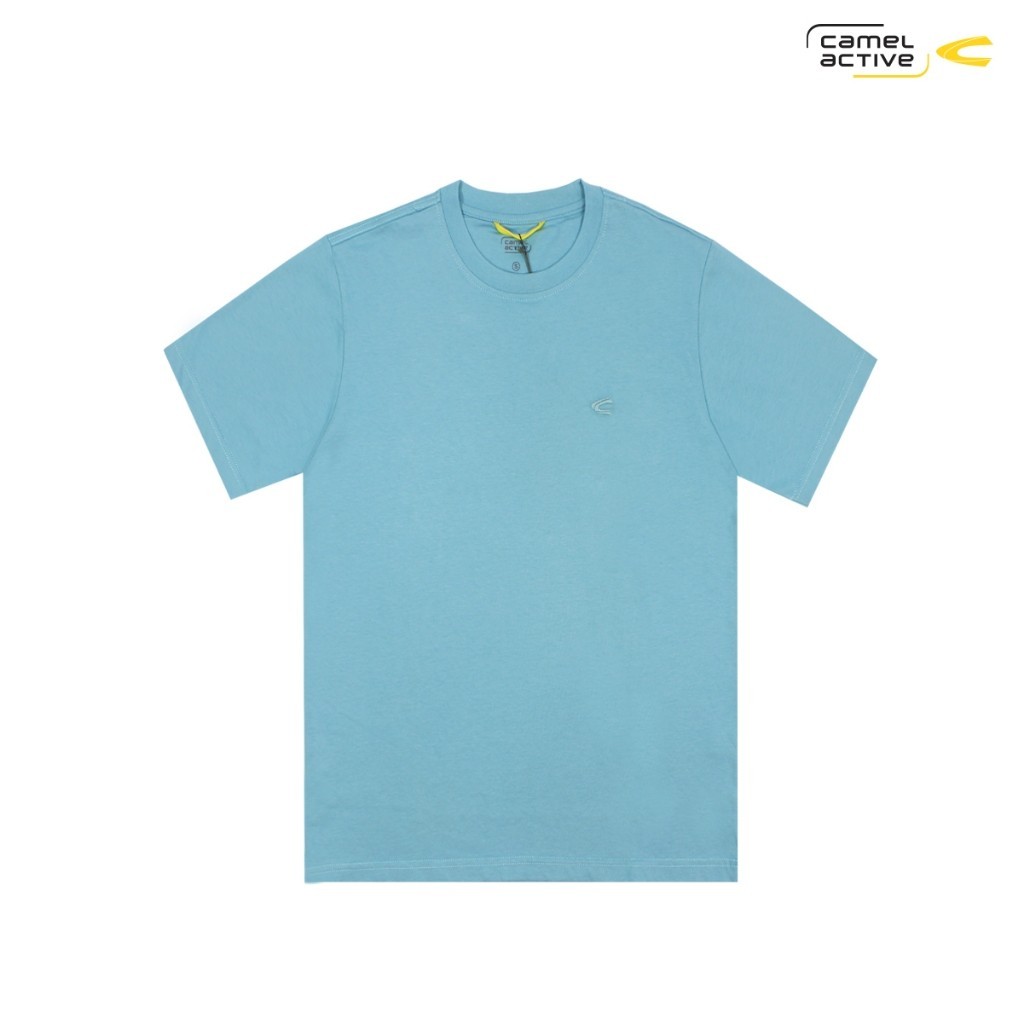 camel active Men's Aquatic Blue Cotton Jersey T-Shirt