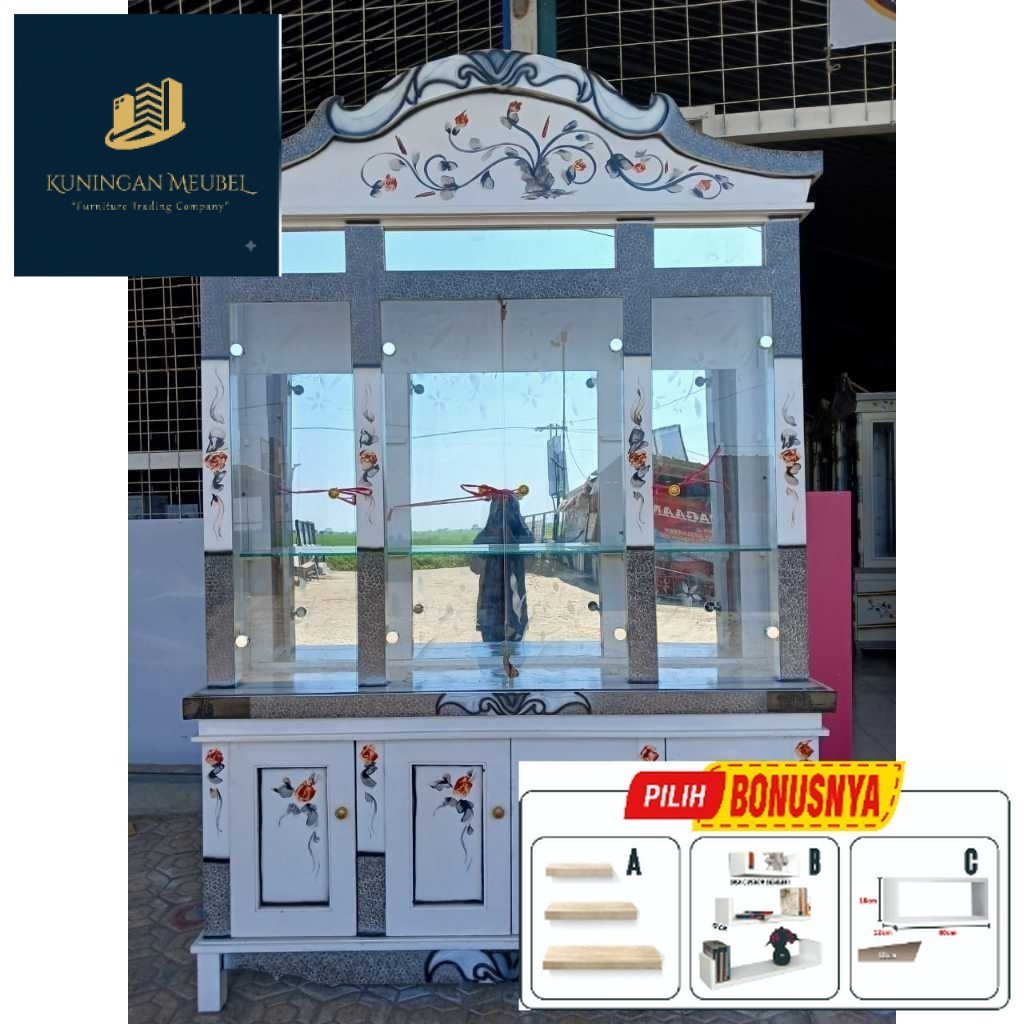 Buffet Kristal Minimalis 4 Pintu / Lemari Hias / Bufet Pajangan buffet kaca hias