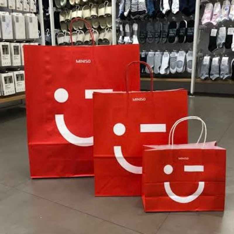 ONLINE MINISO Paperbag MINISO Shopping Bag MINISO Paper Bag MINISO Tas Belanja MINISO