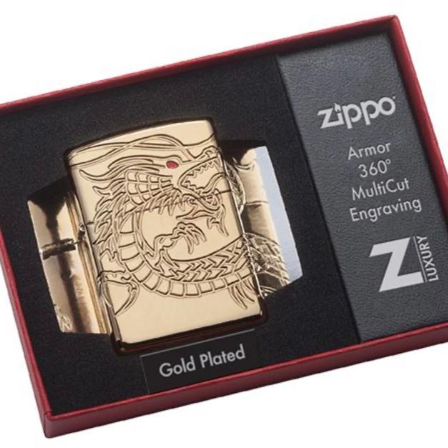 Zippo Original 29265 Armor Gold Plated Asian Dragon