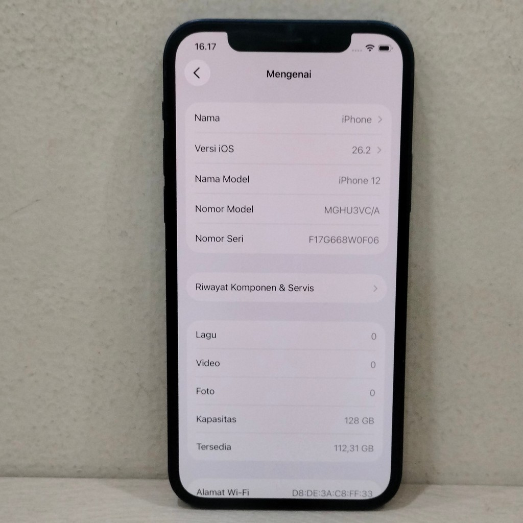(0F06-12) IPHONE 12 RAM 128GB (INTER) VC/A, BATANGAN NO CHARGER "602082"