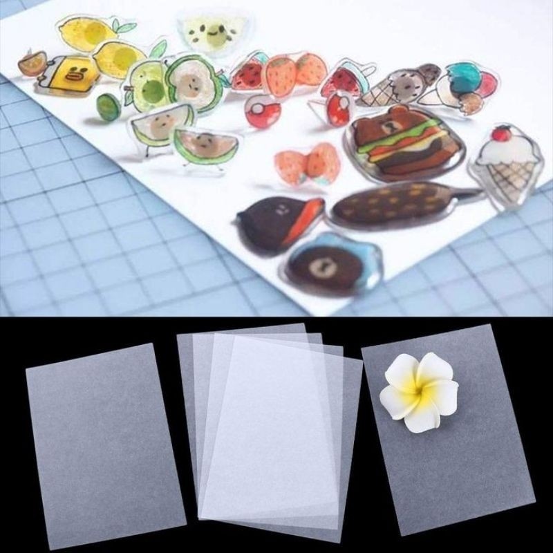 DIY Shrinky Dink Plastic  20*29cm Heat Shrink Sheets Plastik Kertas DIY CRAFT Bikin Gantungan Kunci 