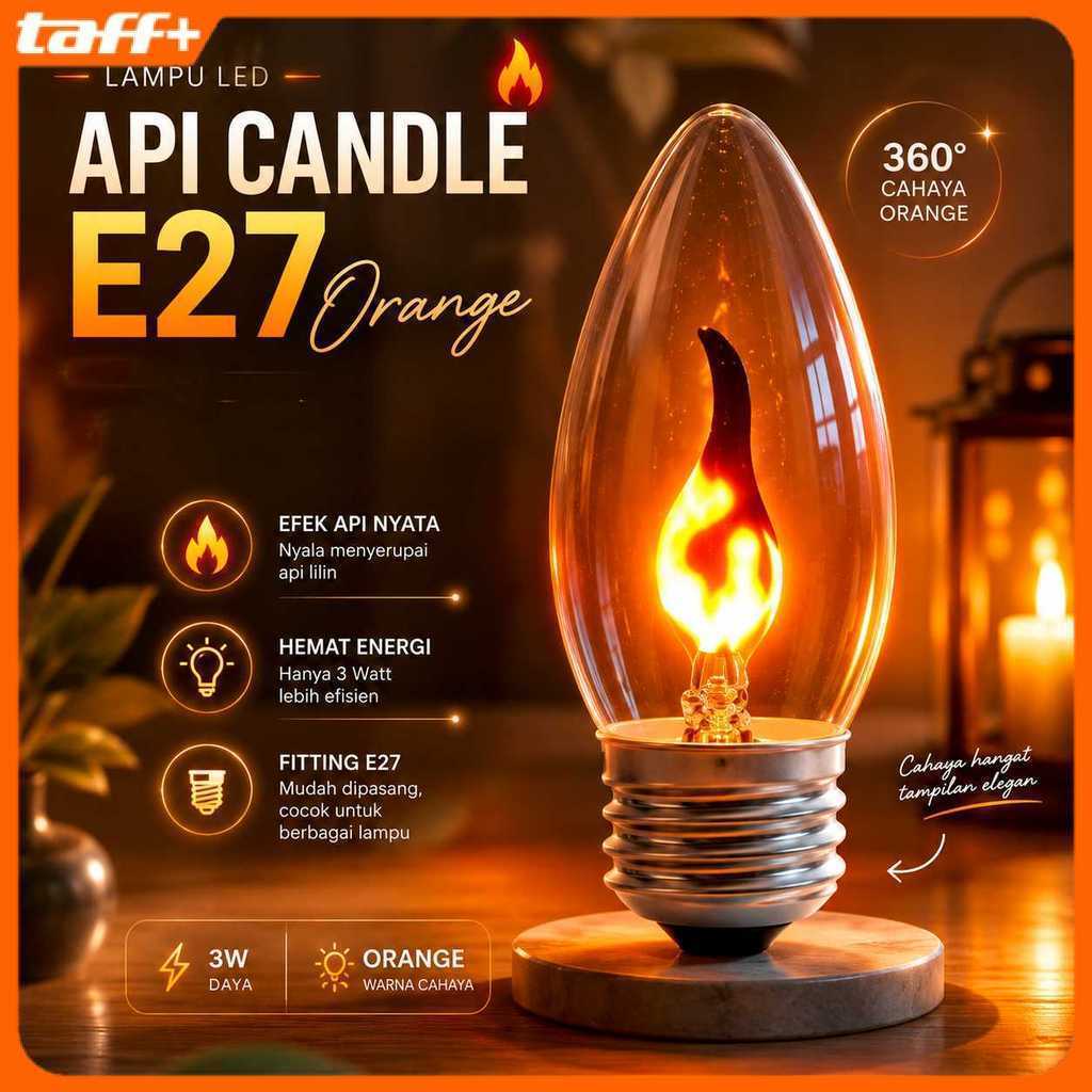 TaffLED Lampu Bohlam LED Api Flickering Candle Light E27 Orange 3W - OM-BB-3W