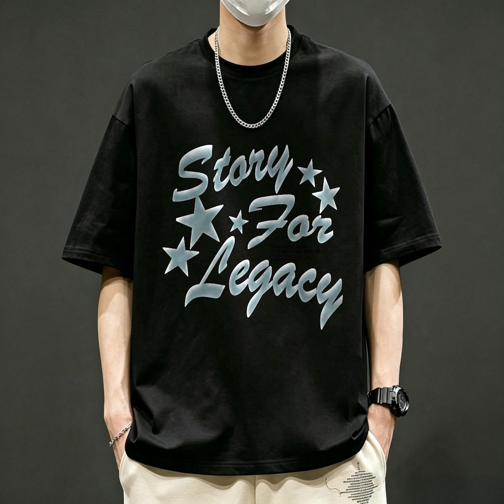 Kaos Oversize T Shirt Unisex Motif Bintang Dan Tulisan Sunny Zegna Gaya American Style Kaos Retro Am