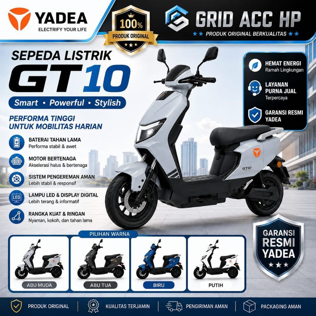 SEPEDA LISTRIK YADEA GT10 / YADEA GT10 TAMPILAN SPORTY DINAMIS BATERAI TTFAR GRAPHENE