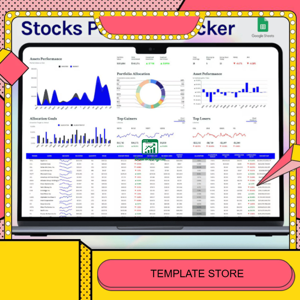 Spreadsheet Saham & Investasi | Portfolio Tracker & Trading Journal Google Sheets Excel