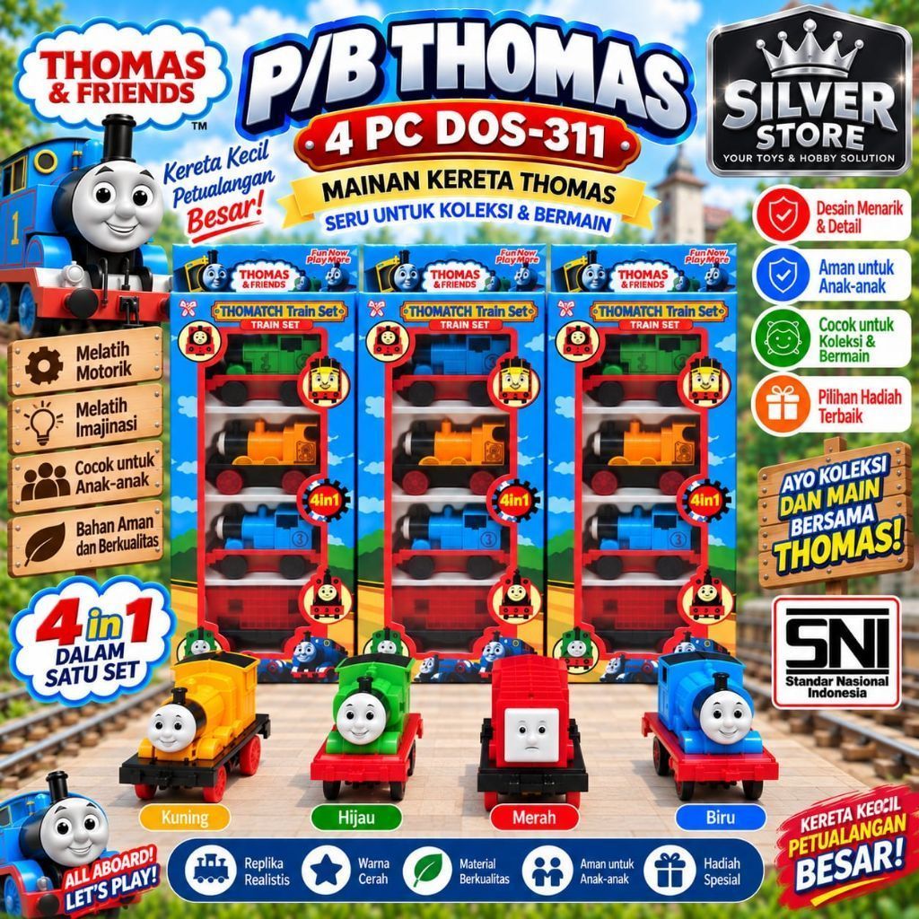 MAINAN  ANAK P/B THOMAS 4 PC DOS 311 TRAIN THOMAS SET 4