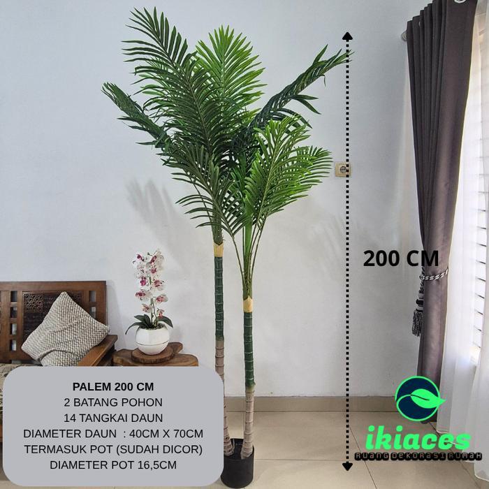 POHON PALEM PLASTIK JUMBO 2 METER DAUN PALEM ARTIFISIAL DAUN ARTIFICIAL TANAMAN HIAS PLASTIK DEKORAS